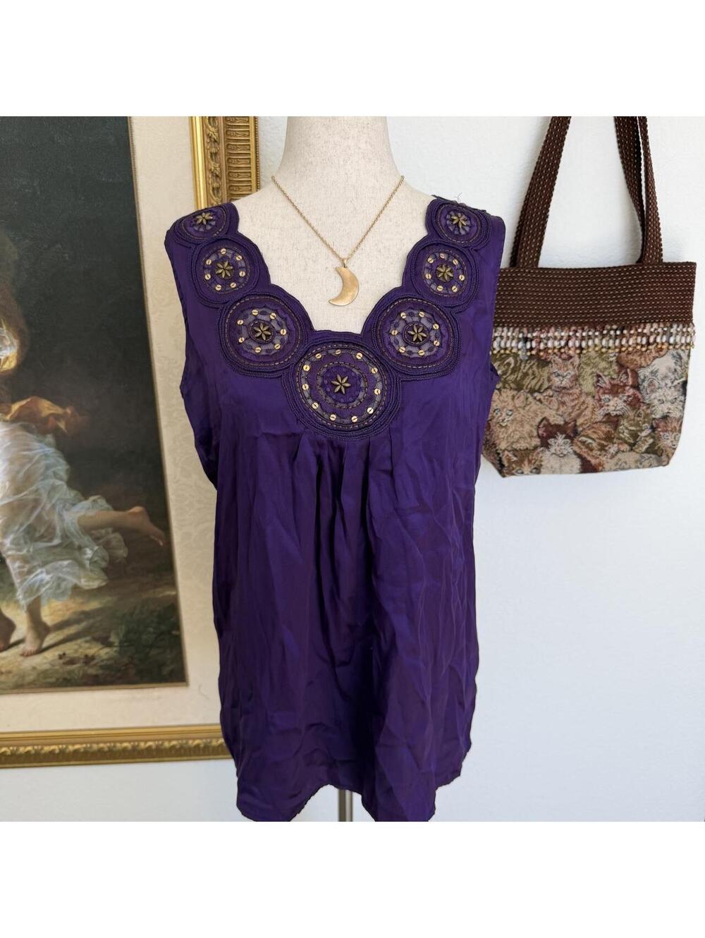 Whimsi 100% Silk Beaded Sequined Blouse